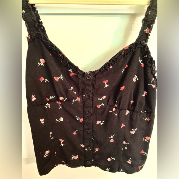 Urban Outfitters Cropped Corset Tank With Buttons | NWOT | Black | Size Small - Picture 2 of 4